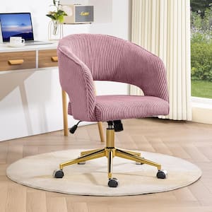 Pink Modern Swivel and Adjustable Task Chair Tufted Office Chair with Gold Base