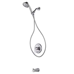 Single Handle 8-Spray Patterns Tub and Shower Faucet 1.8 GPM with Corrosion Resistant in Brushed Nickel (Valve Included)