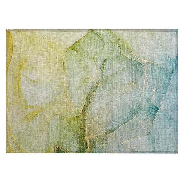 Green 2 ft. x 3 ft. Abstract Indoor/Outdoor Area Rug
