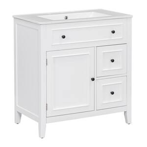 30 in. W x 18.3 in. D x 32.5 in. H Single Sink Freestanding Bath Vanity in White with White Ceramic Top