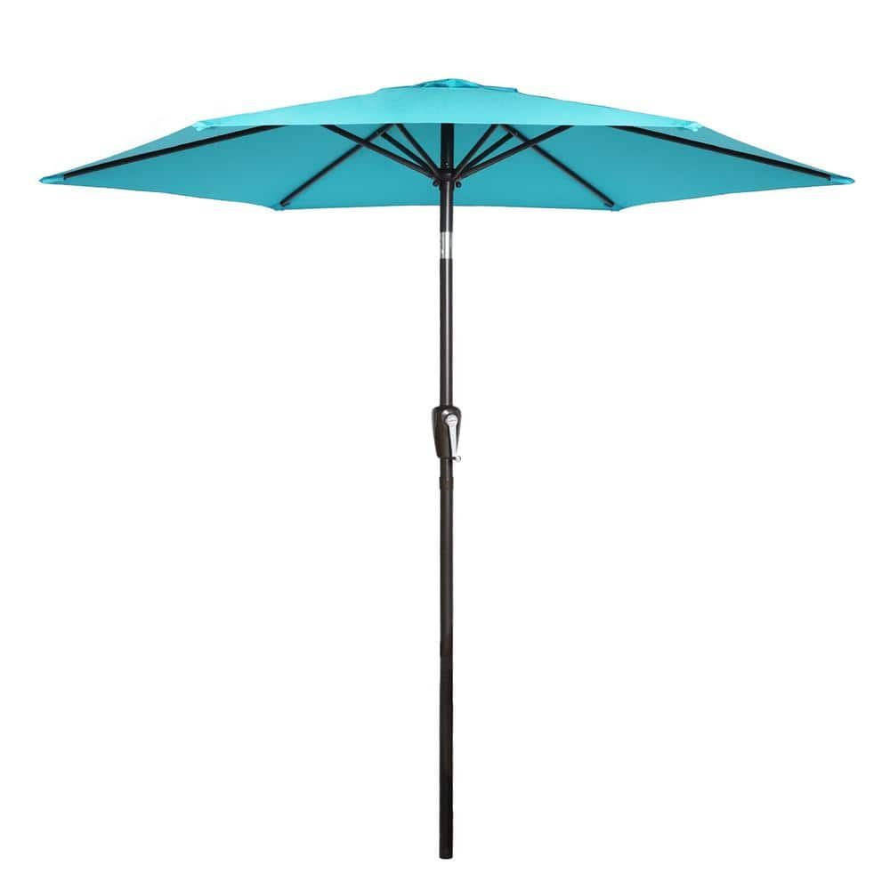 7.5ft Blue Metal Hexagonal Outdoor Patio Umbrella Market Umbrella With ...