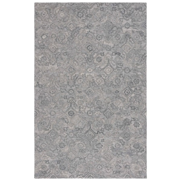 Metro 8 ft. x 10 ft. Gray Distressed Floral Area Rug