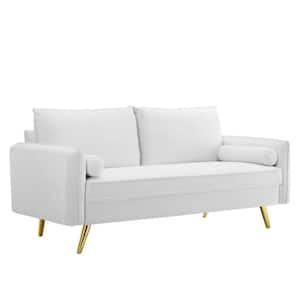 Revive 72 in. White Velvet 3-Seater Lawson Sofa with Square Arms