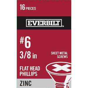 #6 x 3/8 in. Zinc Plated Phillips Flat Head Sheet Metal Screw (16-Pack)