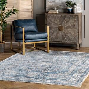 Westlyn Faded Medallion Blue 6 ft. 7 in. x 9 ft. Indoor Area Rug