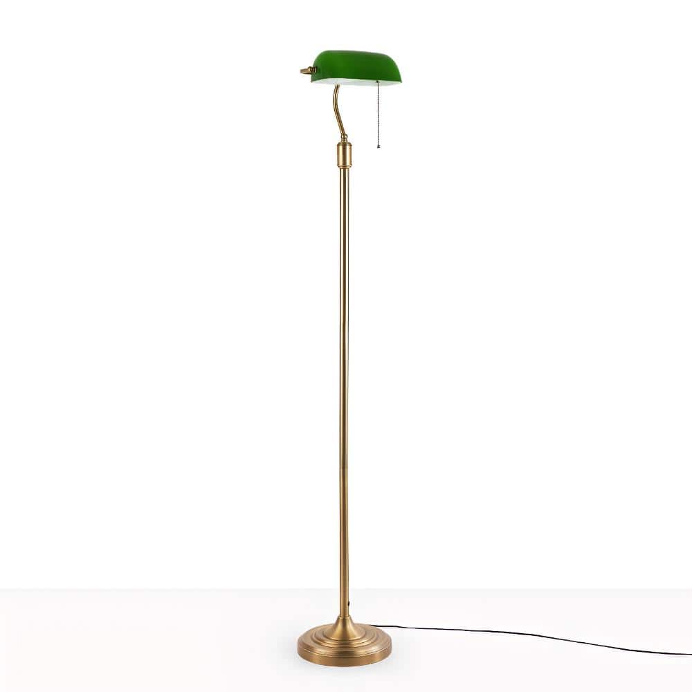 Zompoo Vintage 62.6 in. 1-Light Green Banker Floor Lamp for Study