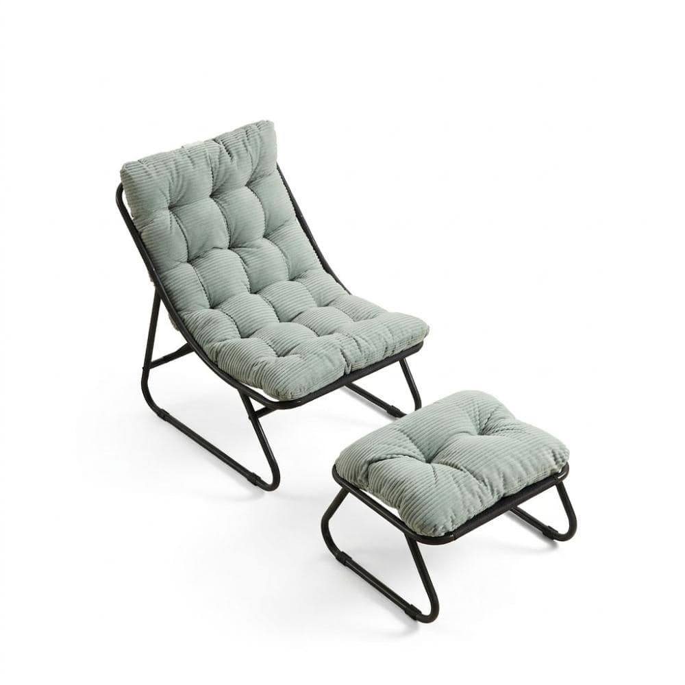 Black Outdoor Lounge Chair with Light Green Cushion and Ottoman price history on PriceWatchPro