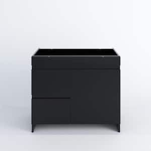 Mace 36 in. W x 20 in. D x 35 in. H Single-Sink Bath Vanity Cabinet without Top in Glossy Black Left Side Drawers