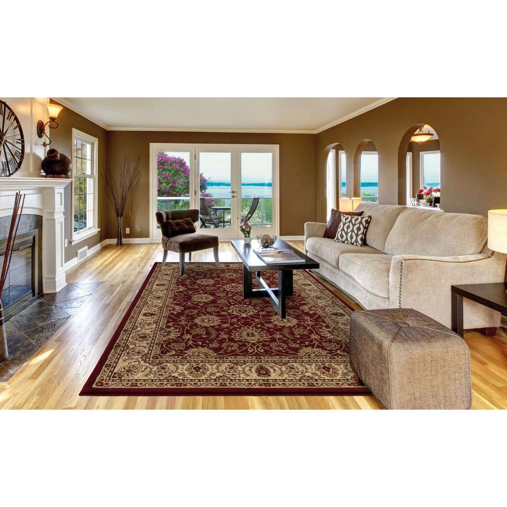 Handmade Red Synthetic Traditional Mahal Rug 2'7"x4'1"