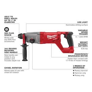 M18 FUEL 18V Lithium-Ion Brushless Cordless 1 in. SDS-Plus R Hammer w/3-1/2 in. 30-Degree Nailer, Two 6Ah HO Batteries