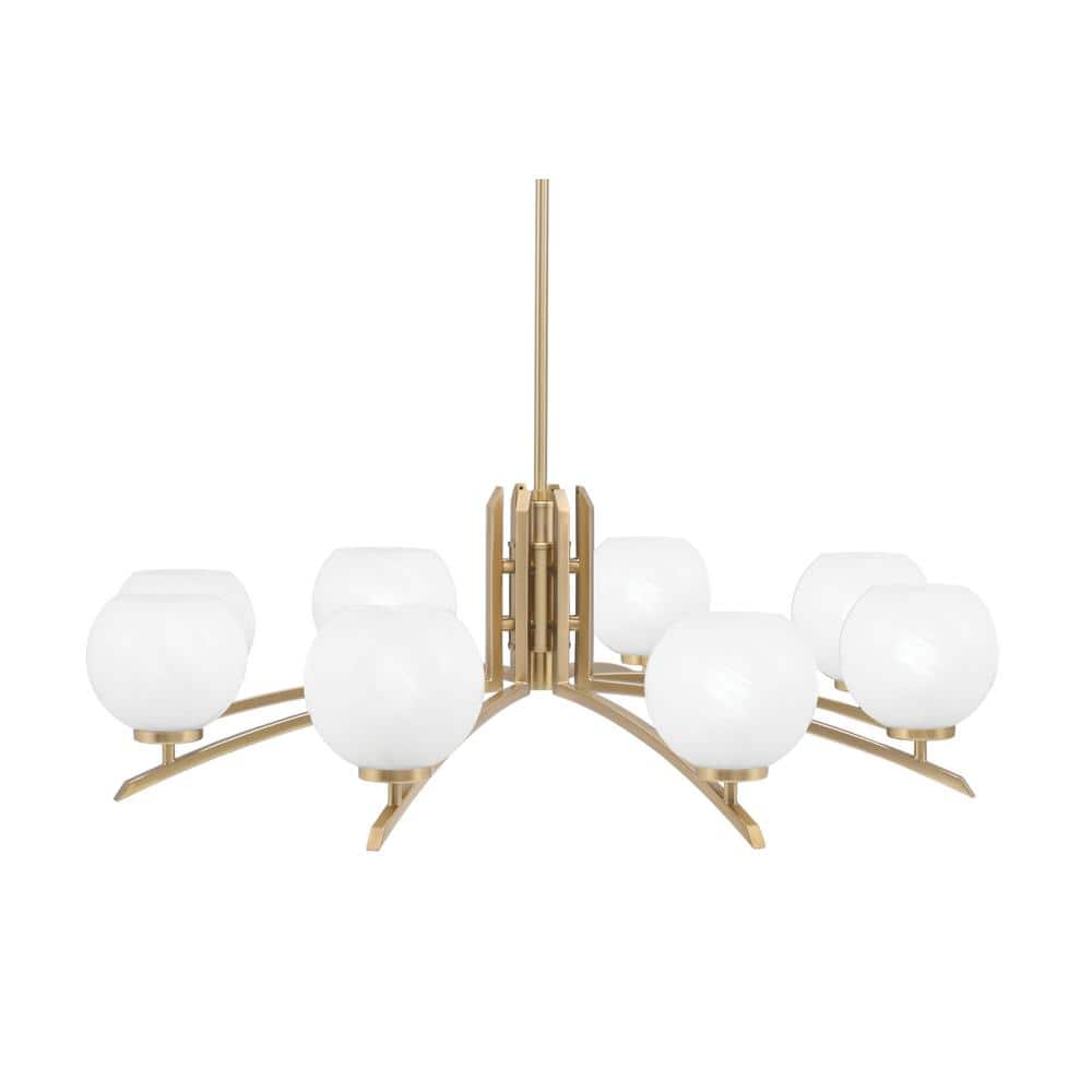 Siena 35.75 in. 8-Light New Age Brass Chandelier with 5.75 in. White Marble