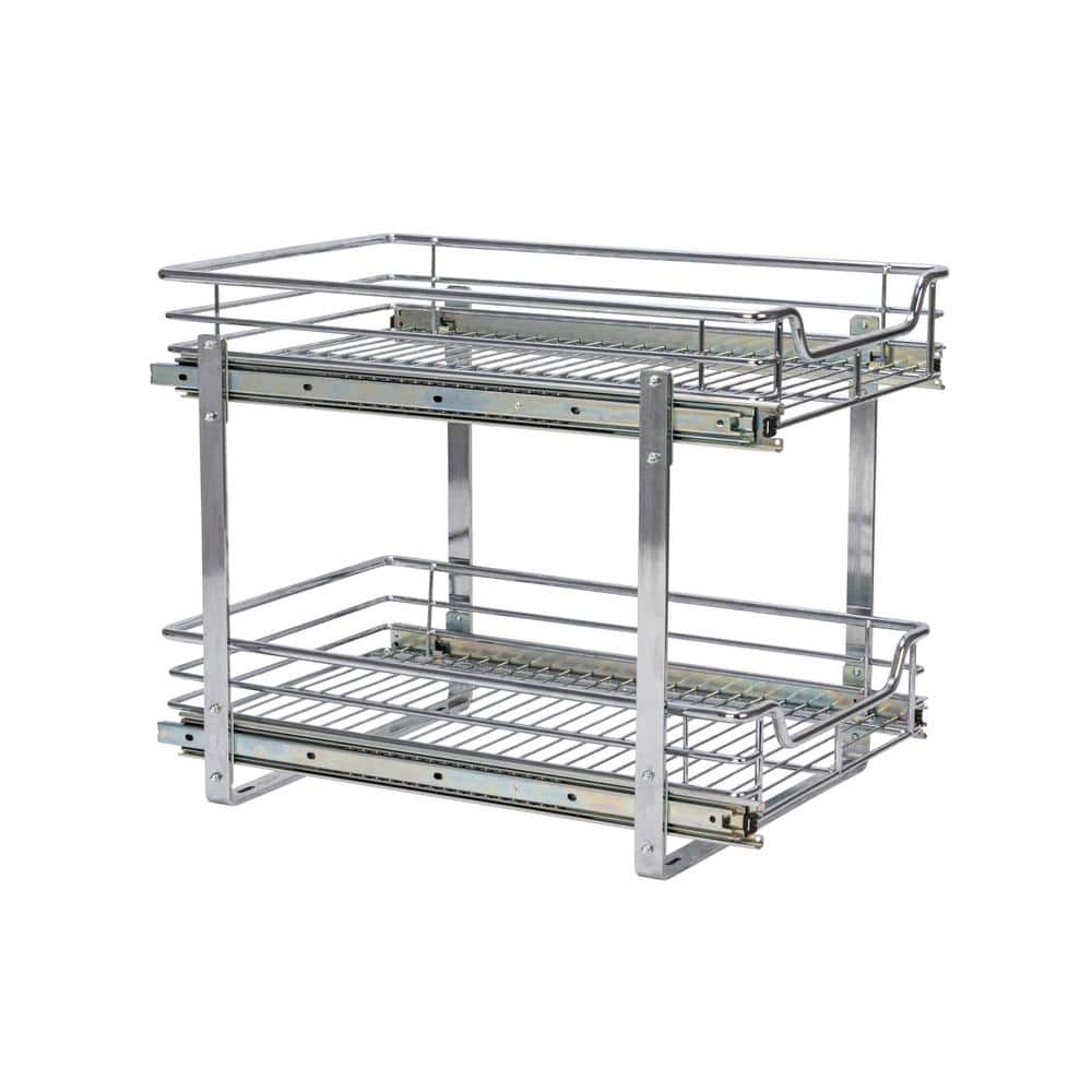 Chrome Dual-Tier Pull-Out Cabinet Organizer