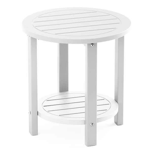 Mximu 16.9 in. H White Round Double Layer Plastic Adirondack Outdoor Side Table