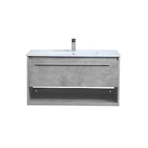 Simply Living 36 in. W x 18.31 in. D x 19.69 in. H Bath Vanity in Concrete Grey with White Resin Top