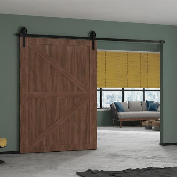 10 ft./120 in. Black Sliding Barn Door Track and Hardware Kit with Bigwheel J Shape Hanger for Single Door