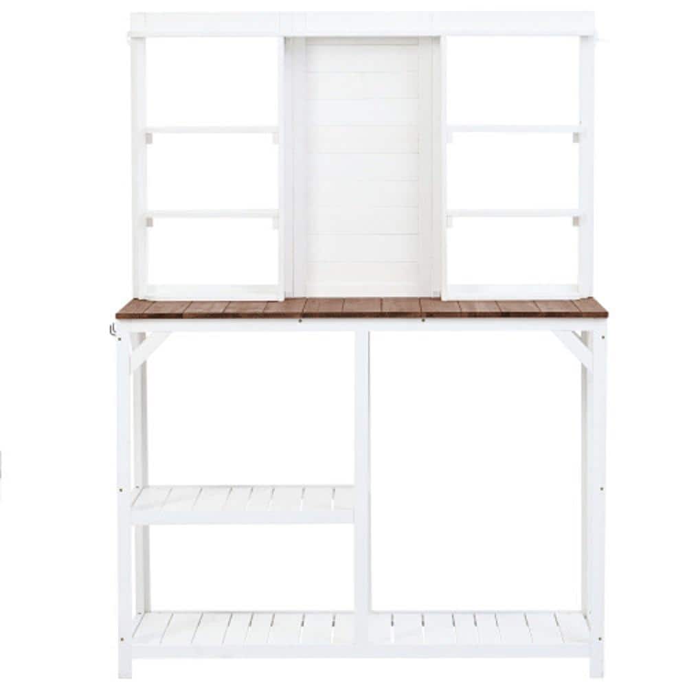 47.2 in. W x 18.9 in. D x 64.6 in. H White Fir Wood 6-Tier Shelves Large Ta