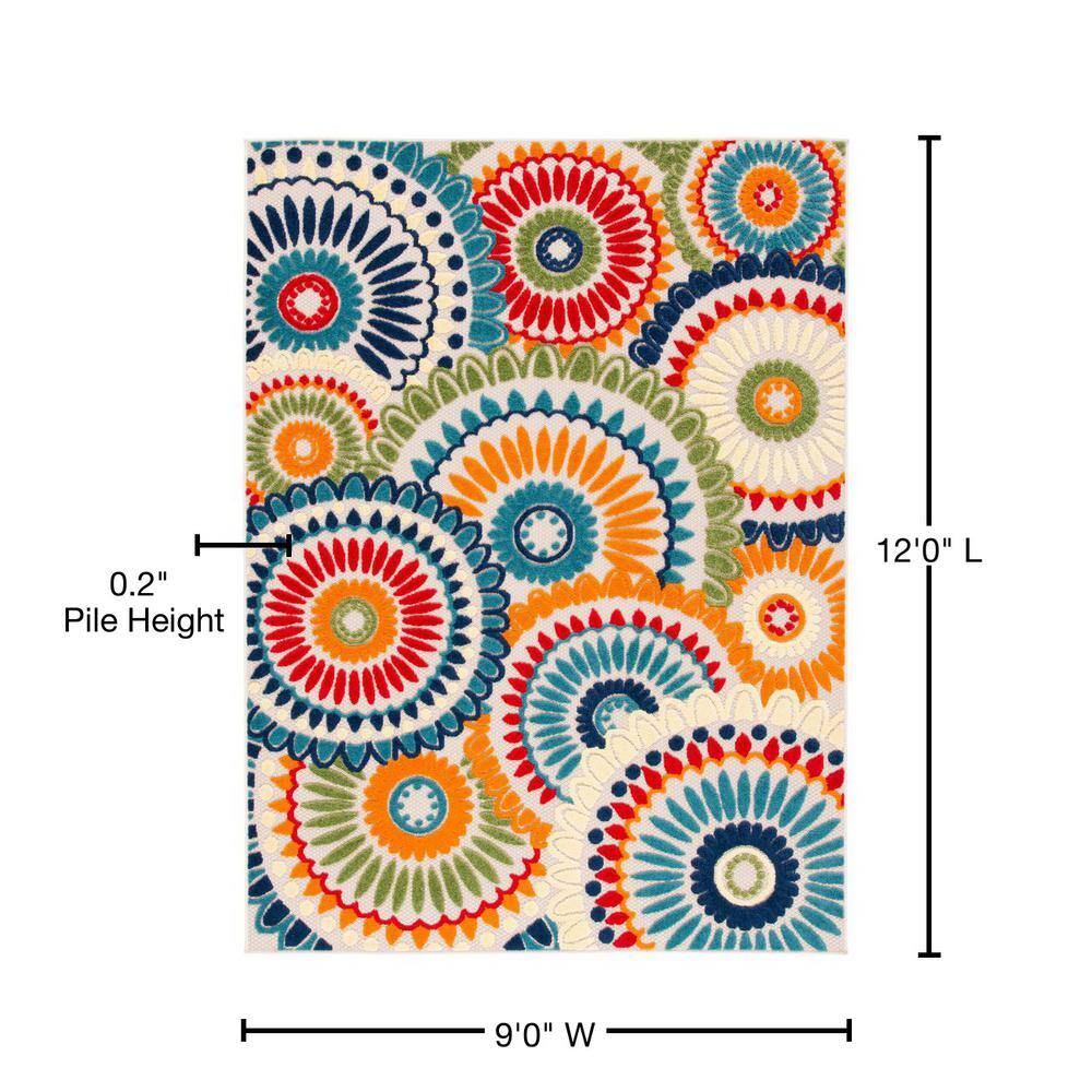 SAFAVIEH Cabana Blue/Ivory 9 ft. x 12 ft. Medallion Floral Indoor/Outdoor Patio Area Rug SAFAVIEH Cabana Blue/Ivory 9 ft. x 12 ft. Medallion Floral Indoor/Outdoor Patio Area Rug - 3