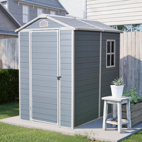 6 ft. W x 4 ft. D Plastic Storage Shed with Window (24 sq. ft.)