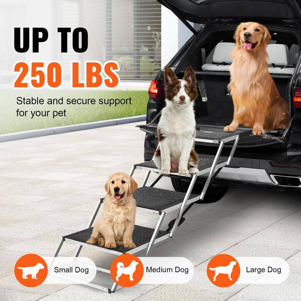 Black Aluminum 4-Step Folding Dog Car Ramp