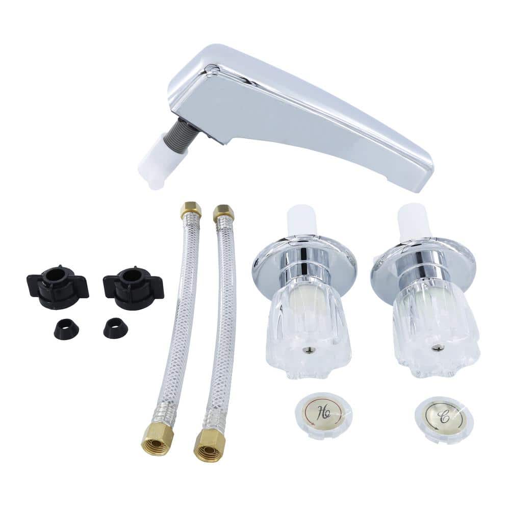 Chrome Acrylic Knob Deck Mount Tub/Shower Faucet