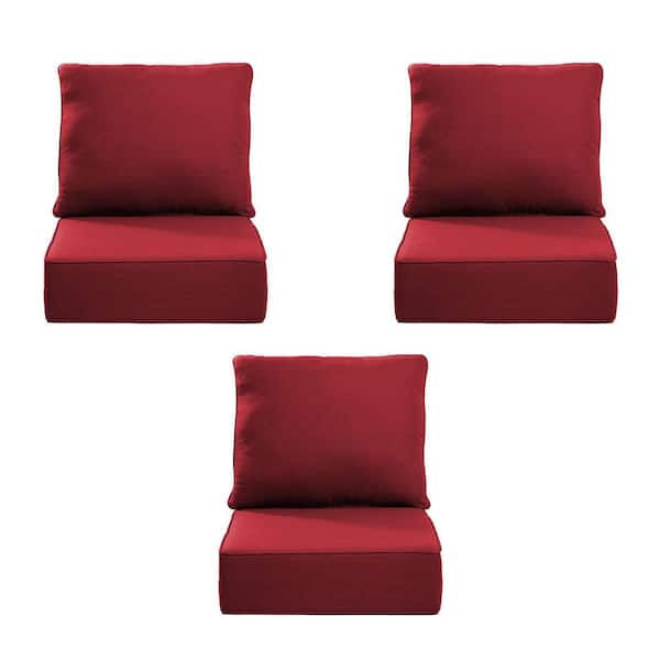 24 in. x 24 in. x 6 in. 6-Piece Olefin Deep Thick Seating Outdoor Lounge Chair Sofa Replacement Cushion Set in Red