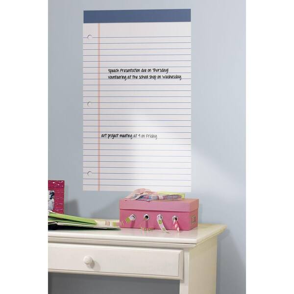 RoomMates 2.5 in. x 27 in. White Legal Pad Dry Erase Peel and Stick Wall Decals