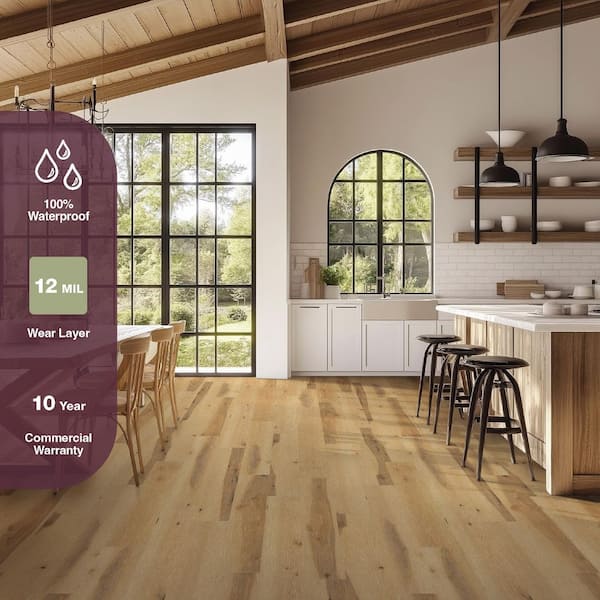 Leo Hill Oak 12 MIL x 7 in. W x 48 in. L Waterproof Click Lock Luxury Vinyl Plank Flooring (23.8 sq.ft. /Case)