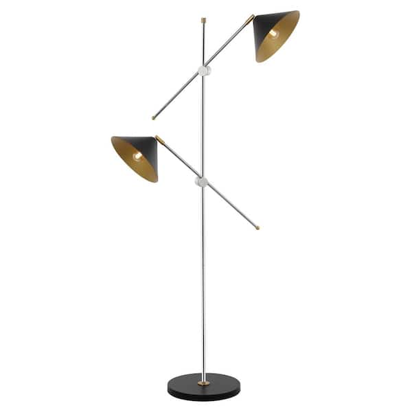 SAFAVIEH Dwyer 68 in. Black/Chrome Floor Lamp