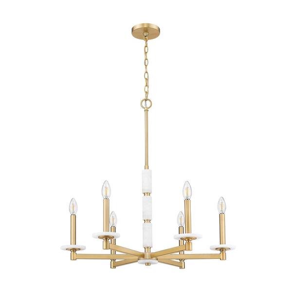 Filament Design - Kaden 6 Light Modern Gold Chandelier for Indoor Use with No Bulbs Included