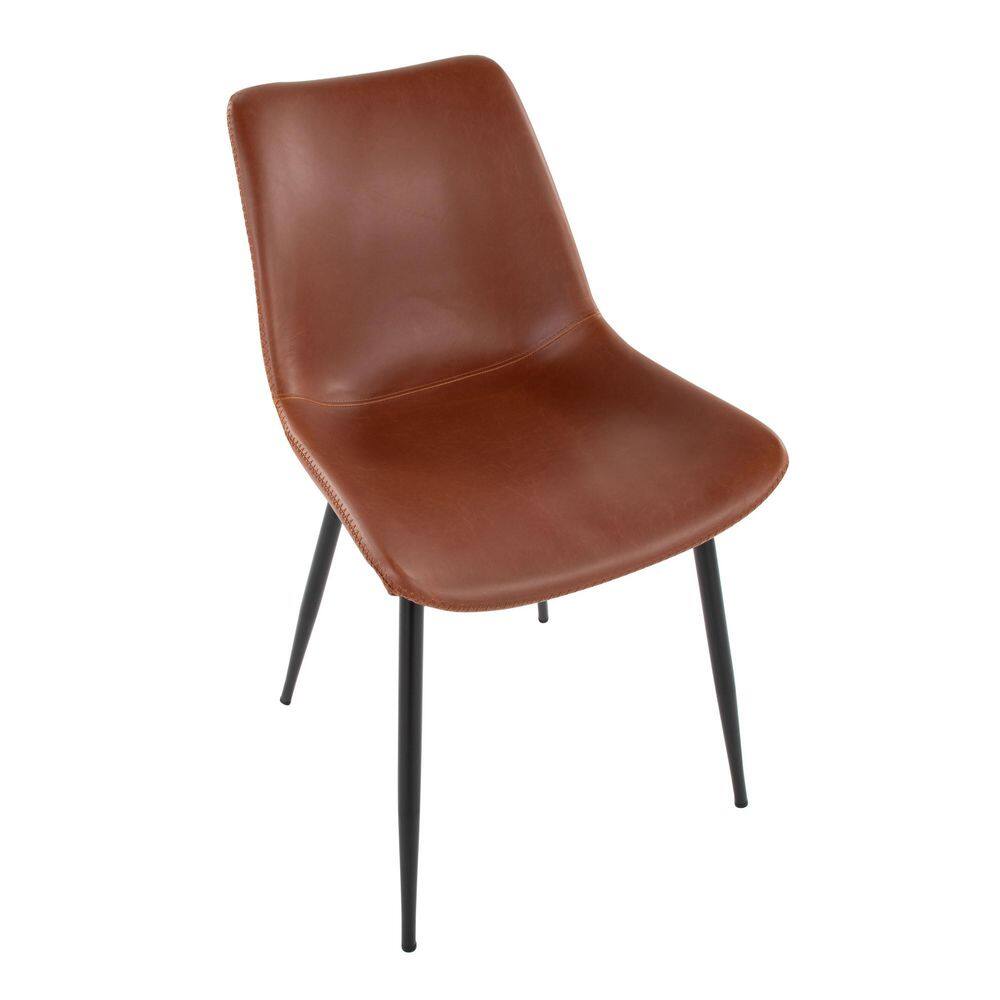 Durango Dark Brown Faux Leather Side Chair with Metal Legs, Set of 2