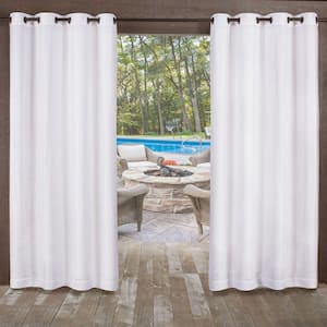 Miami Winter White Solid Sheer Grommet Top Indoor/Outdoor Curtain, 54 in. W x 120 in. L (Set of 2)