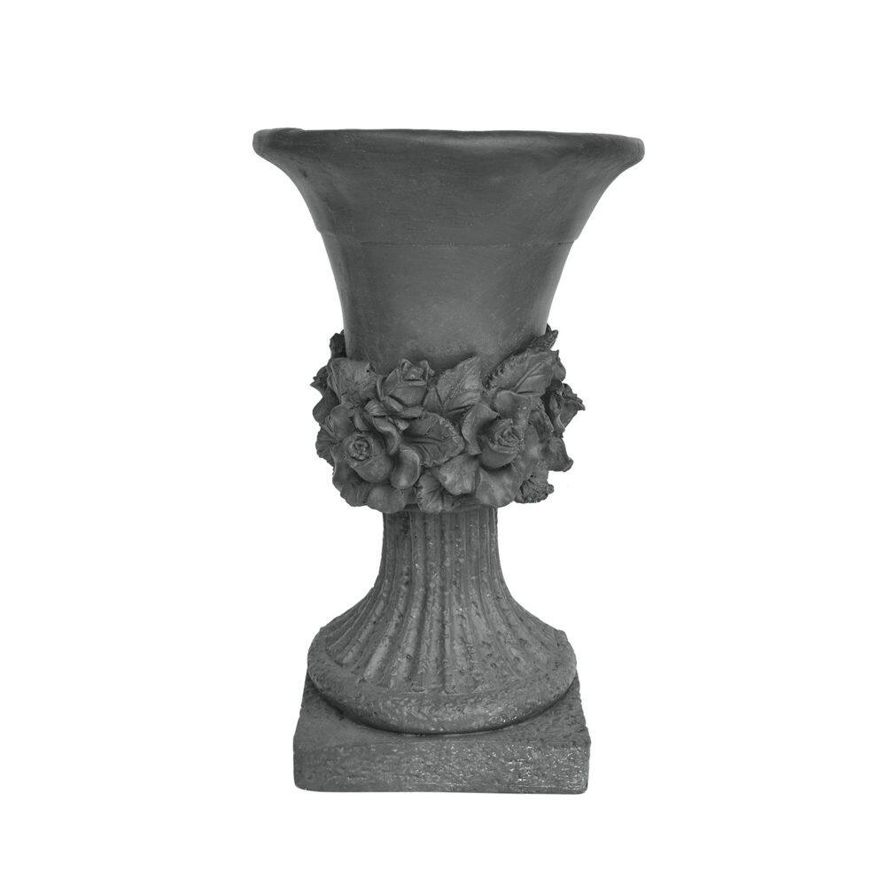 Antique Gray 11.75 in. Polyrattan Garden Urn Planter Pot with Weather Resistant, Carving Design (1-Pack) price history on PriceWatchPro