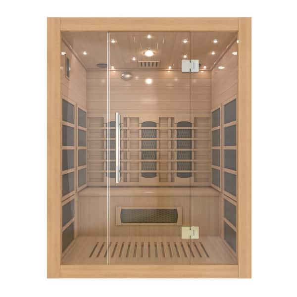 Everyday Spa 59 in. L x 47 in. W 4-Person Capacity Indoor/Outdoor Hemlock Wood Infrared Sauna with Built-In Bench