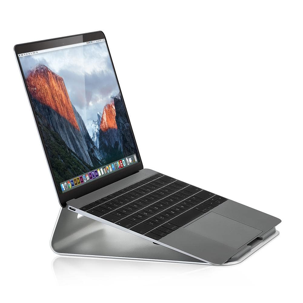 Ergonomic Silver Aluminum Tilted Laptop Riser Stand