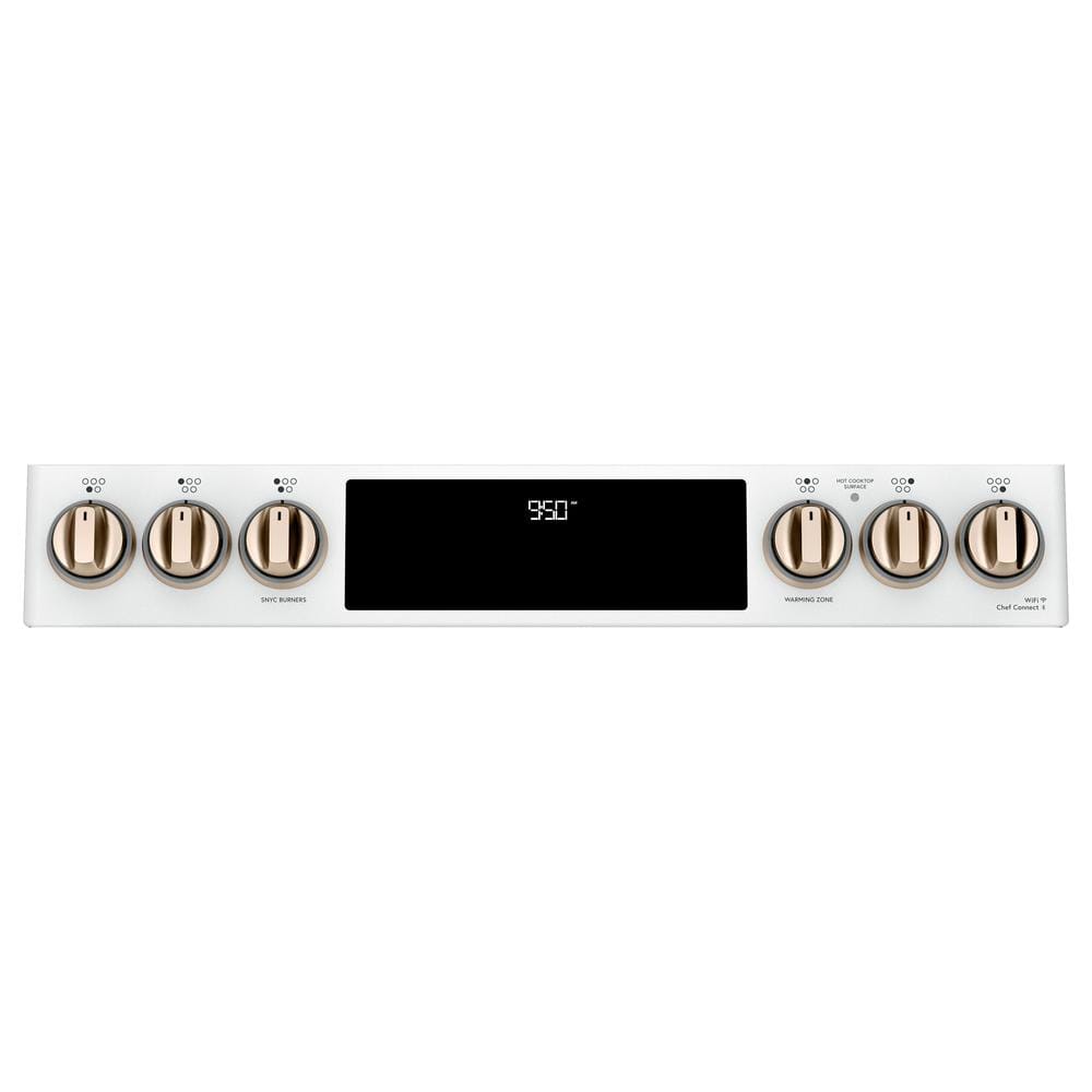 Matte White 30" Smart Double-Oven Induction Range with Convection