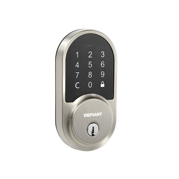Defiant - Round Satin Nickel Electronic Single Cylinder Deadbolt Wi-Fi Enabled Powered by Hubspace