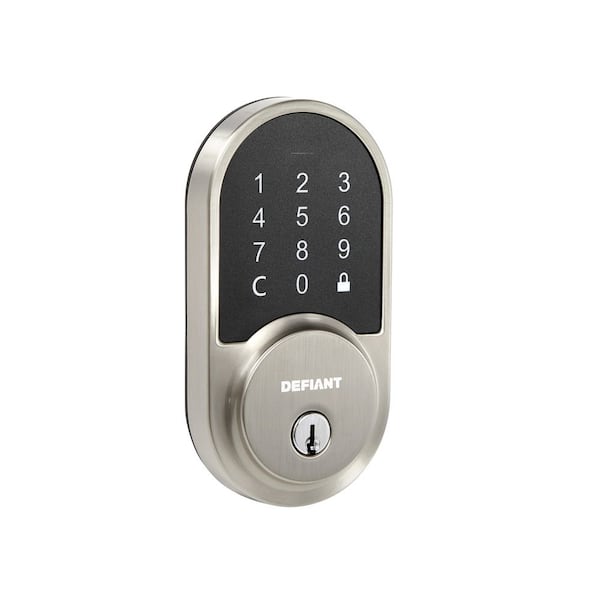 Defiant Round Satin Nickel Smart Wi-Fi Deadbolt Powered by Hubspace ...