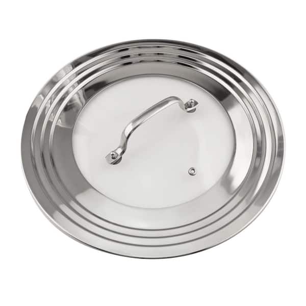 12.5 in. Stainless Steel Universal Lid for Pots, Pans, Fits 7 in. to 12 in. Replacement Frying Pan Cover, Skillet Lid