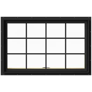 48 in. x 30 in. W-2500 Series Bronze Painted Clad Wood Awning Window w/ Natural Interior and Screen