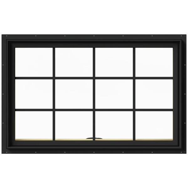 JELD-WEN 48 in. x 30 in. W-2500 Series Bronze Painted Clad Wood Awning Window w/ Natural Interior and Screen