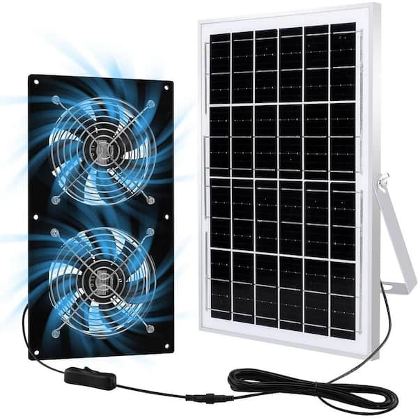 Vrbgify 15W Solar Panel with 2 High-Speed DC Brushless Fans for Cooling and Ventilation