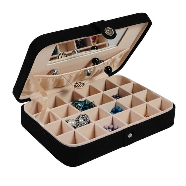 Mele & Co Maria Black Plush Fabric Jewelry Box 0054562M - The Home