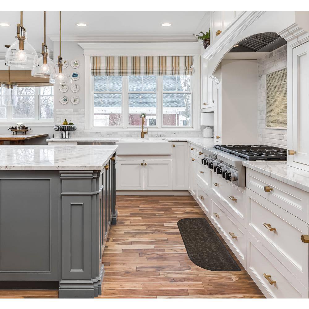 Dark Gray Semi-Circle Anti-Fatigue Kitchen Mat with PVC Backing