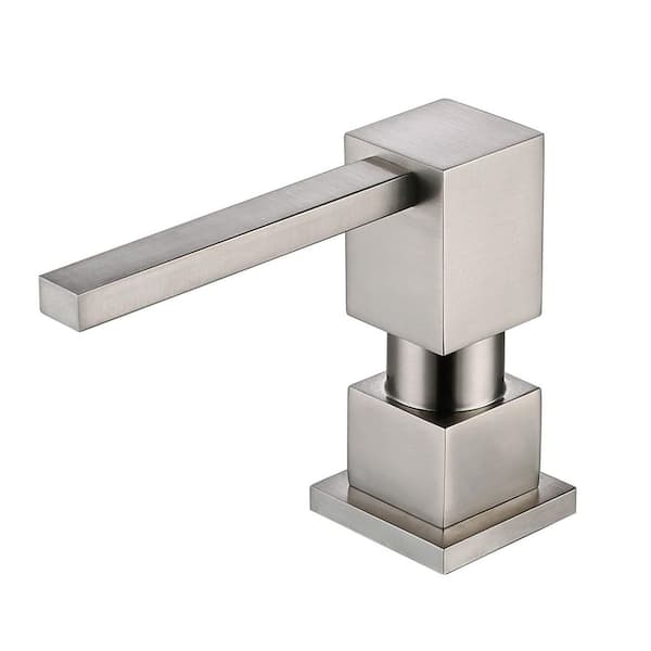 Metal Hand Soap Dispenser in Brushed Nickel for Kitchen Sink, All Brass Built-in and Refill from Top Design