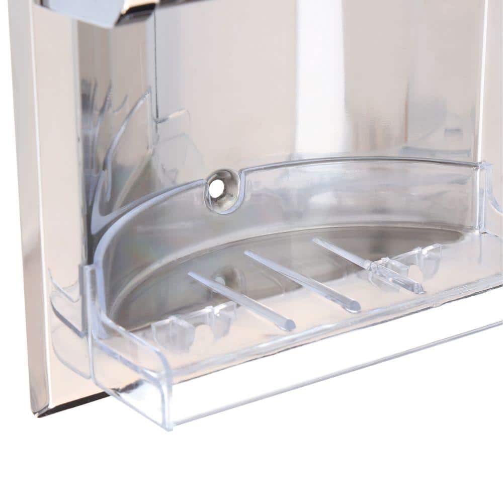 Chrome Recessed Stainless Steel Soap Holder with Grab Bar