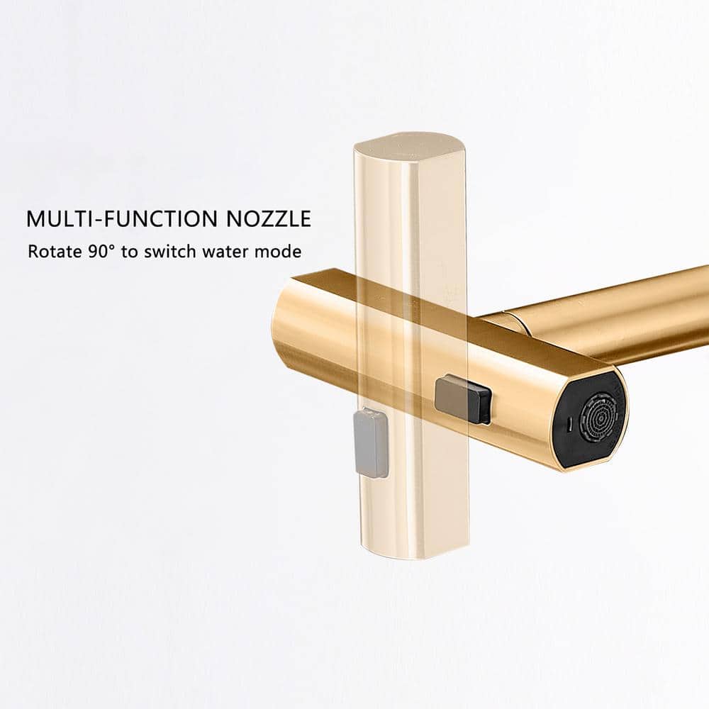 Brushed Gold Stainless Steel Single Handle Pull Out Kitchen Faucet