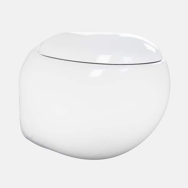 Swiss Madison Plaisir Back to Wall 1.28 GPF 7 in. Rough-In Dual Flush Round Toilet Bowl Only in White Glossy
