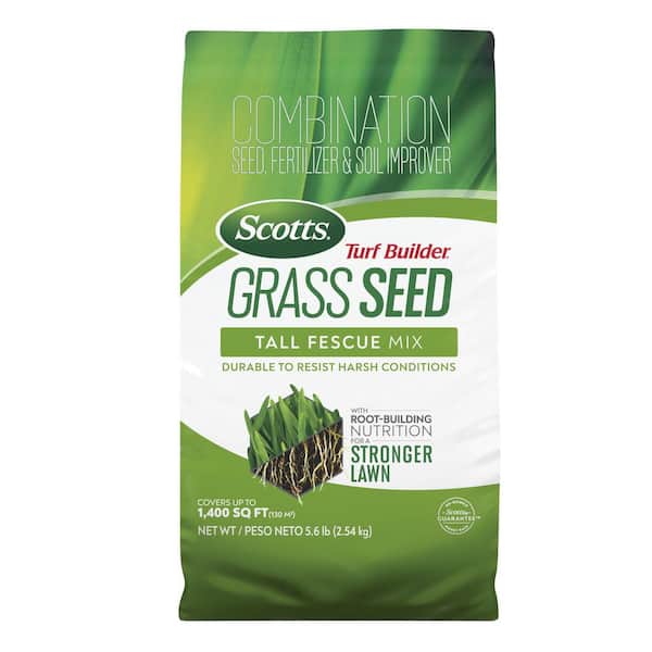 Scotts Turf Builder 5.6 lbs. Grass Seed Tall Fescue Mix with Fertilizer and Soil Improver, Durable to Resist Harsh Conditions