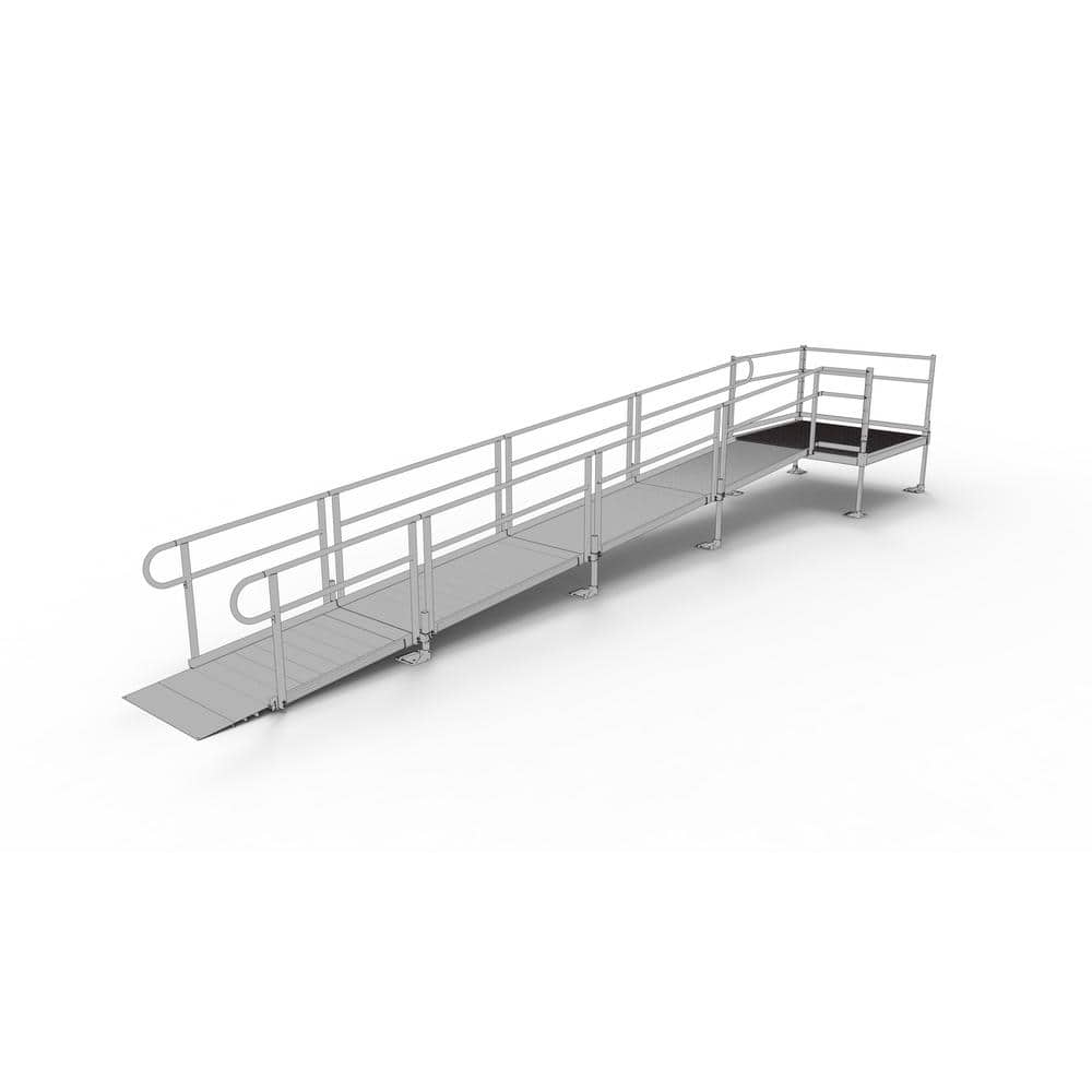 EZ-ACCESS PATHWAY 22 ft. Straight Aluminum Wheelchair Ramp Kit with ...