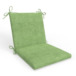 Solid Twill 18 in W x 3 in H Outdoor Solid Back Dining Chair Cushion Set w/ Ties 1-Count in Splash Green